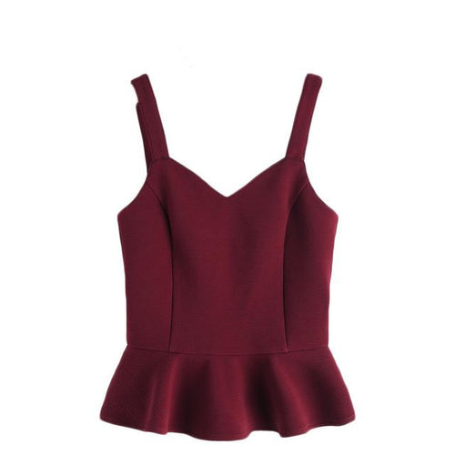 V Neck Princess Lace Up Peplum Bustier Top