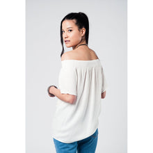 White open shoulder top