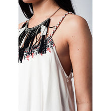 White top with aztec black and red embroidery
