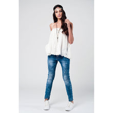 White top with white crochet detailing
