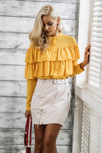 Elegant Ruffles Long Sleeve Blouse Top