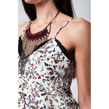 Flower print white top with lace detailing