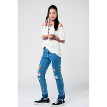 White open shoulder top