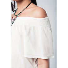 White open shoulder top